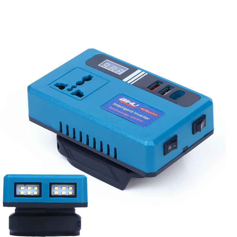 1Pcs Led Mini Intelligent Inverter Power Converter Portable 120W 21V Lithium Battery Inverter With 3 Usb Ports