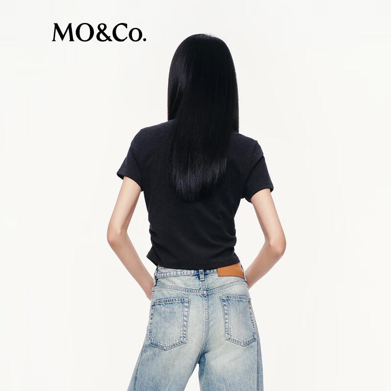 MO&Co. Acetate Merino Wool Pleated T-shirt