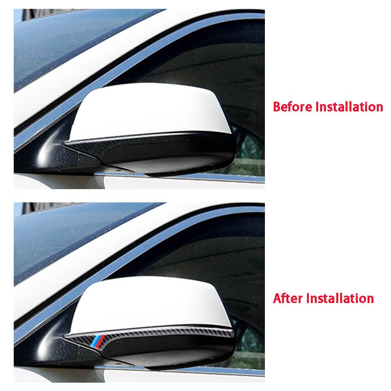 1Pair Car Carbon Fiber Rearview Mirror Anti-collision Strip Stickers For BMW 5Series E60/F10/F07/F01 2008-2017 Auto
