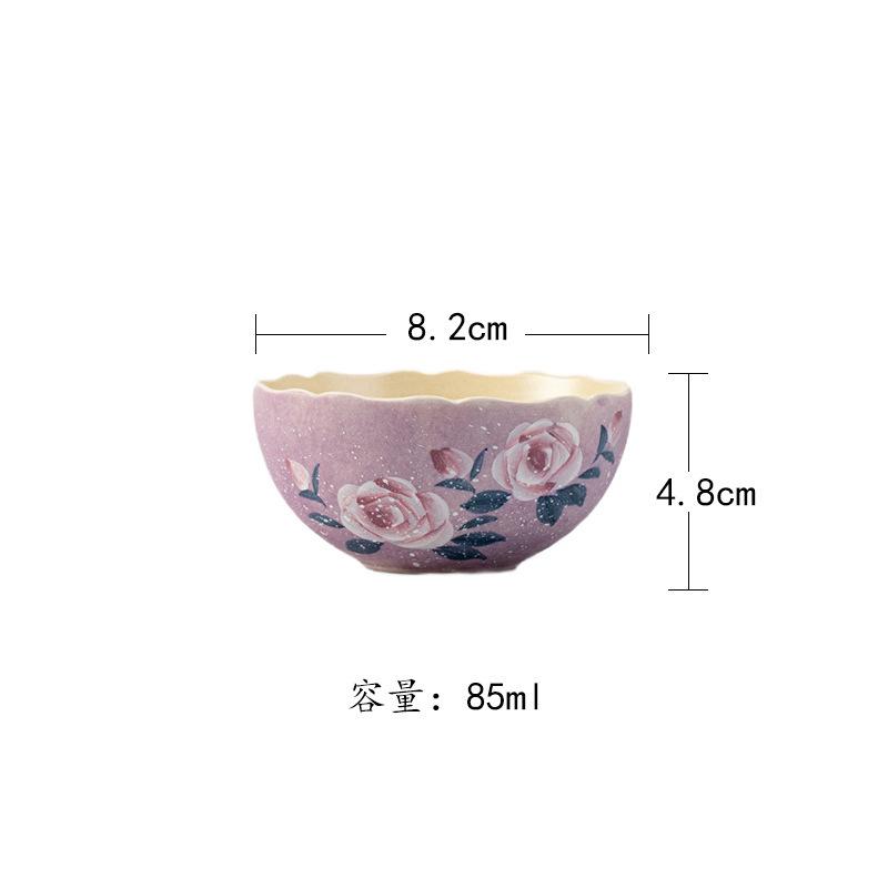 

85ml Hand-painted Monet Rose Teacup Ancient Tea Bowl Single Cups Tea-tasting Smelling Cup Chazhan Master Cups Cafes Supplies As Your Choose