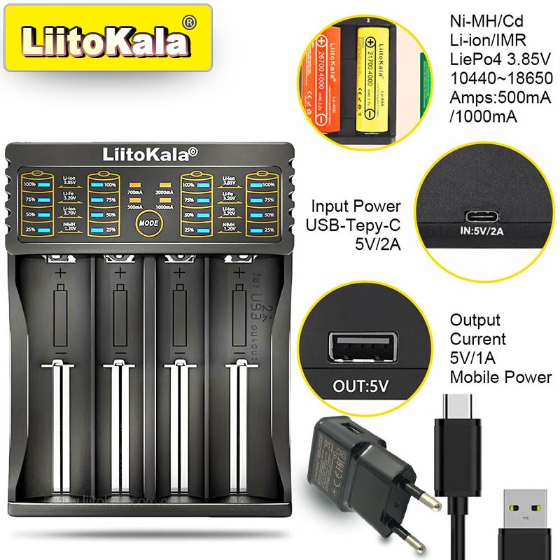 LiitoKala for 18650/26650/AA/AAA Batteries, LCD Display, Auto Detect, Overcharge Protection Lii-402 Multi-Purpose Charger