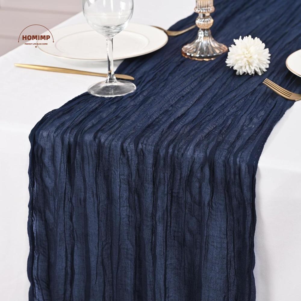 Table Covering Elegant Crepe Table Runners Washable Soft Table Cover Polyester 180/300/400CM Table Flag Table Settings