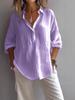 Plus-Size V-Neck Long Sleeve Women's Top - Solid Color, Casual & Versatile (Europe & America, 2025).