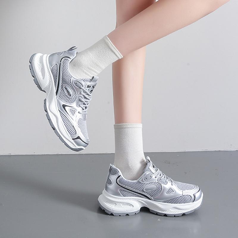Fashion Spring Autumn Mix Color Breathable Sneakers for Women Fashion Lace Up Thick Sole Vulcanized Shoes Woman Platform Sport Shoes
