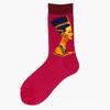 European & American Creative Oil Painting Mid-Calf Socks: Trendy Autumn/Winter High-Tube Cotton Socks