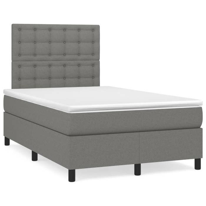 Maison Exclusive - Sommier à lattes de lit avec matelas gris foncé 120x190cm tissu