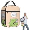 Süßer Frosch mit Messer Isolierte Lunchtasche für Damen Kinder Auslaufsicher Lebensmittelboxen Thermische Lunchbox Tragetasche