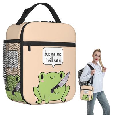 Cute Frog With A Knife Insulated Lunch Bag for Women Children Leakproof Food Boxes Thermal Lunch Box Tote