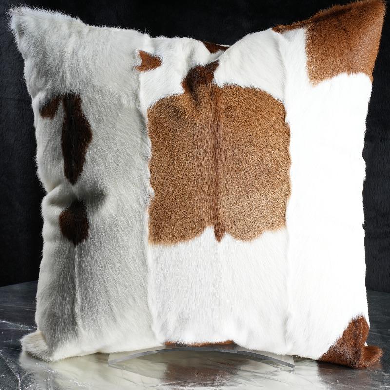 Plush Cow Print Pillowcase 50x50cm Double-sided Cushion Cover Artistic Color-block Throw Pillow Cover Home Decor