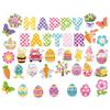 57PCS Cartoon Easter Decoration Paper Multicolor Easter Eggs Cards Flower Sheep Butterfly Bunny Chicken Wall Sticker