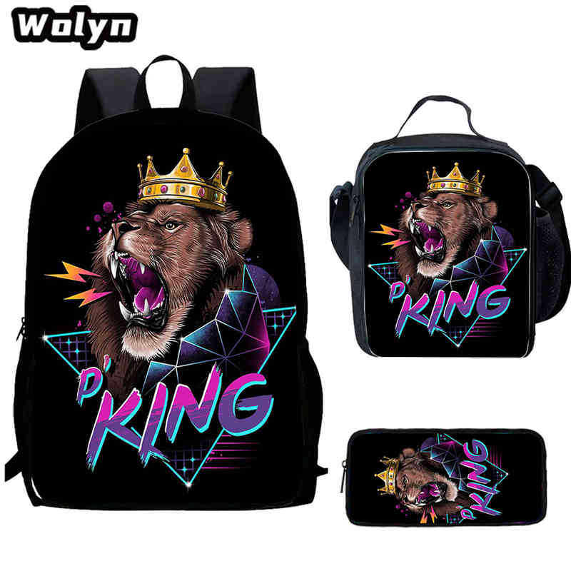 Lion King Schoolbag High Definition Printing Multi-Function Cross-Border Burden Reduction Large Capacity Backpack