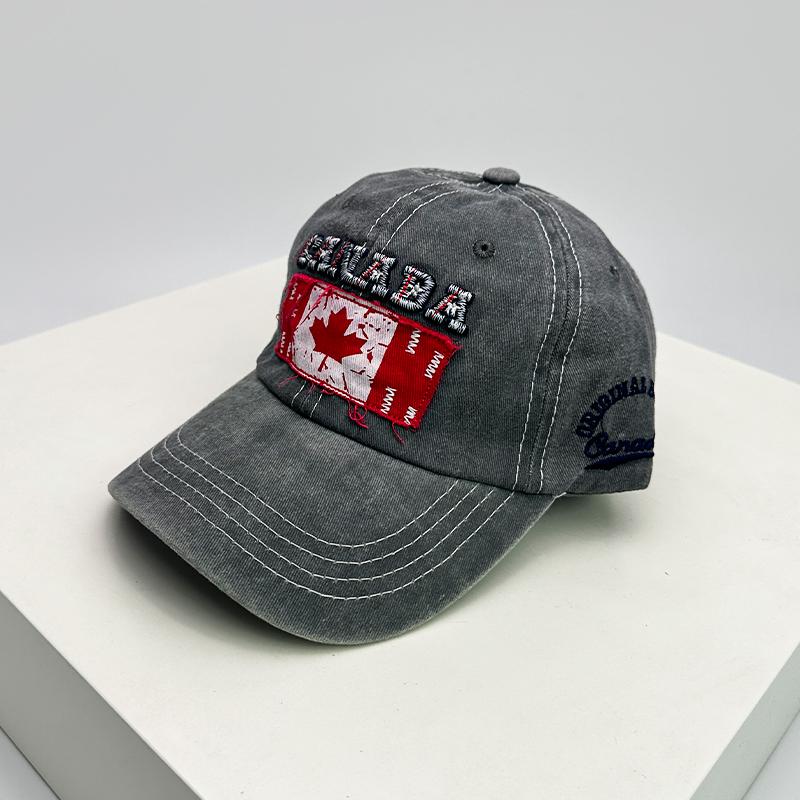 Neue Unisex Baseballkappen mit Stickerei der kanadischen Flagge, atmungsaktiv, Retro-Sonnenschutz, distressed, Schirmmützen, vielseitig, Mode, Freizeit