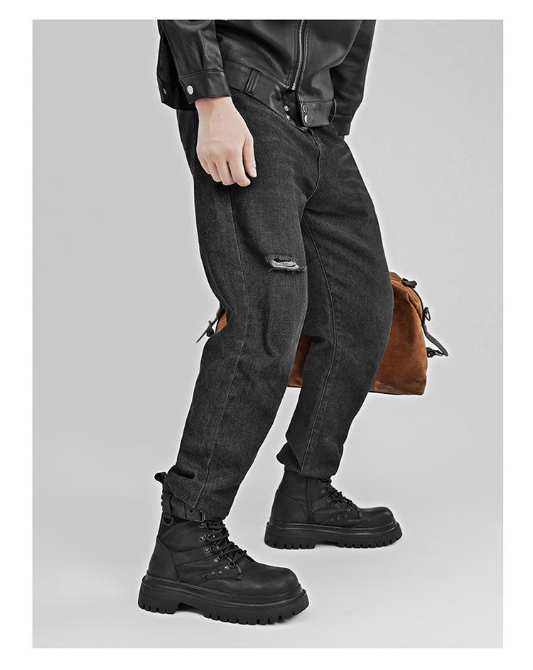 Unisex Retro Black Martin Stiefel: Vielseitige, dicksohlige, kurze Motorradstiefel für den Herbst