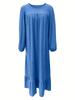2024 Women's Long-Sleeve Vintage Ruffle Hem Dress - Spring/Autumn Fashion