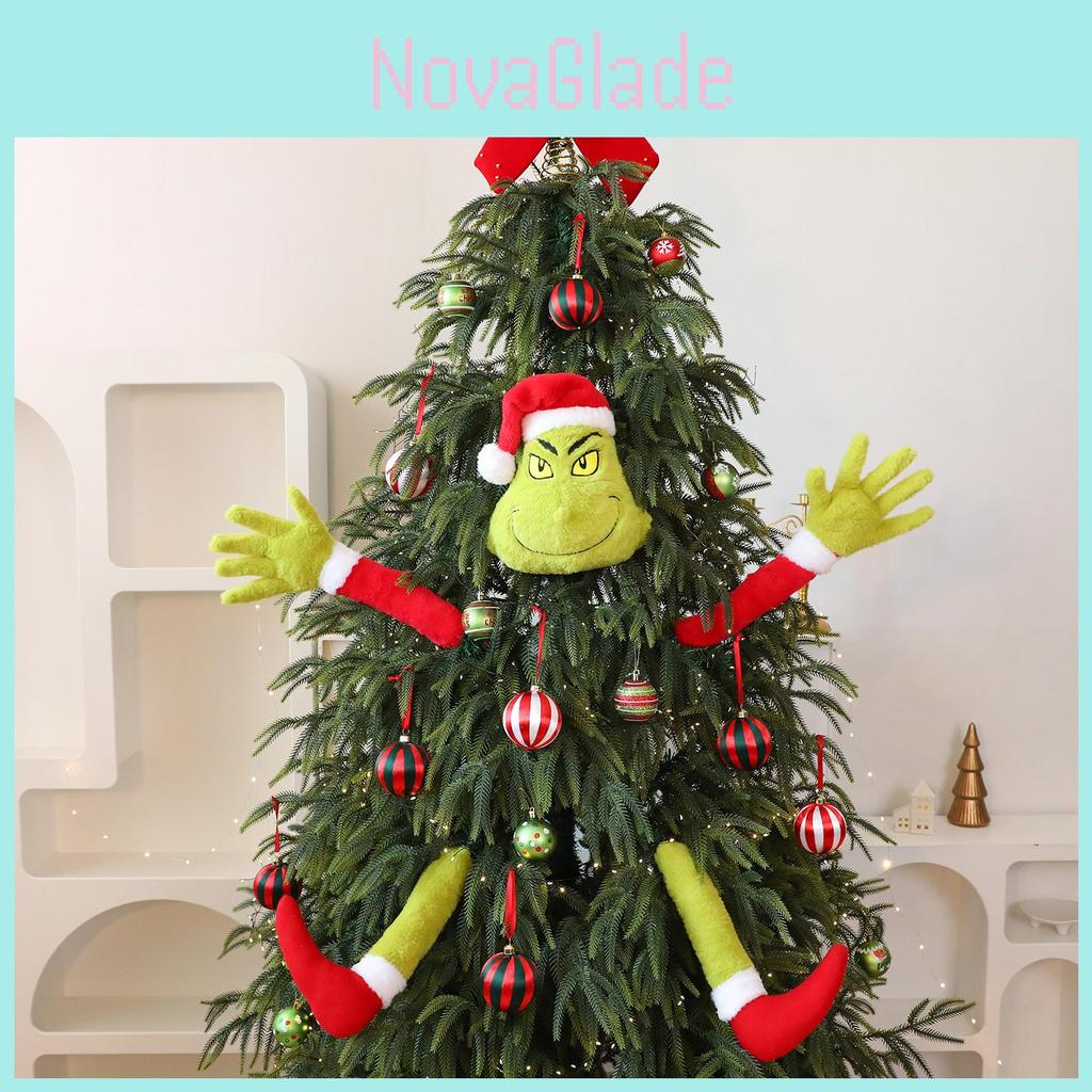Świąteczna pluszowa zabawka Grinch z pluszowego materiału do dekoracji świątecznych i na prezent