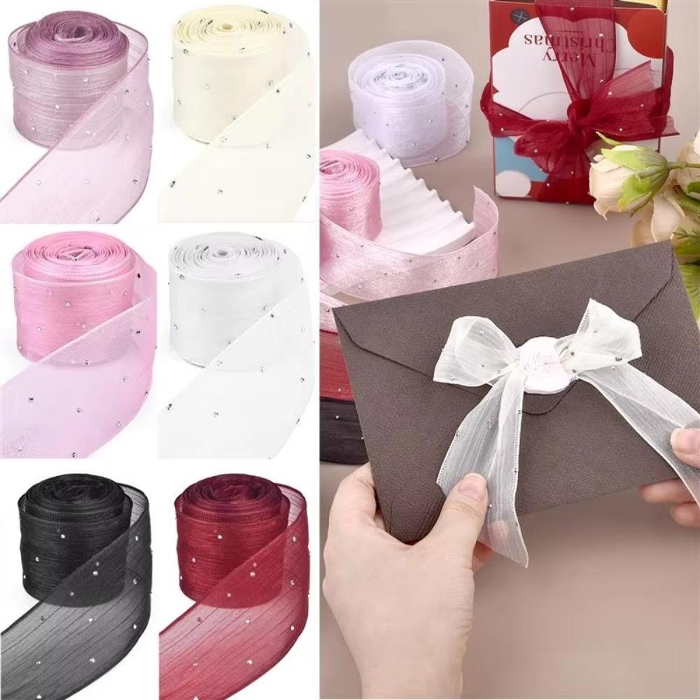 5 Meters/pack Bubble Pleated Tape 4cm Gift Wrapping Bouquets Diamond Mesh Organza Ribbon Gifts Packaging Material