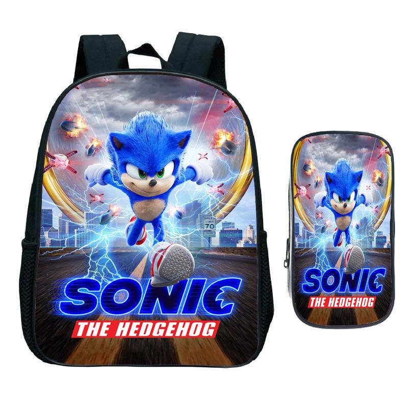 Straight Hair Animation Digital Printing Children'S Two-Piece Set Backpack Pencil Bag Primary And Secondary School Schoolbag
