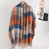 Korean Version New Rainbow Splicing Color Plaid Shawl Female Male Imitation Cashmere Long Scarf Women Men Warm Tassel Muffler