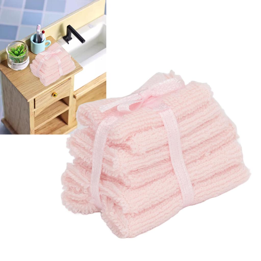 1:12 Scale Miniature Bathroom Towels Decoration Accessories Furniture Model Towel Pile