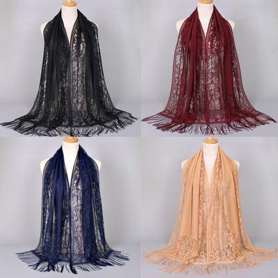 Hollow Women Lace Shawl Tassel Hijab Cover Fashion Evening Dresses Shawls Wedding Shawl