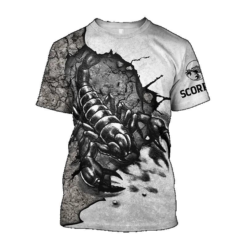 T-shirt d'été imprimé 3D Scorpion Animal pour Homme Mode Décontractée Drôle
