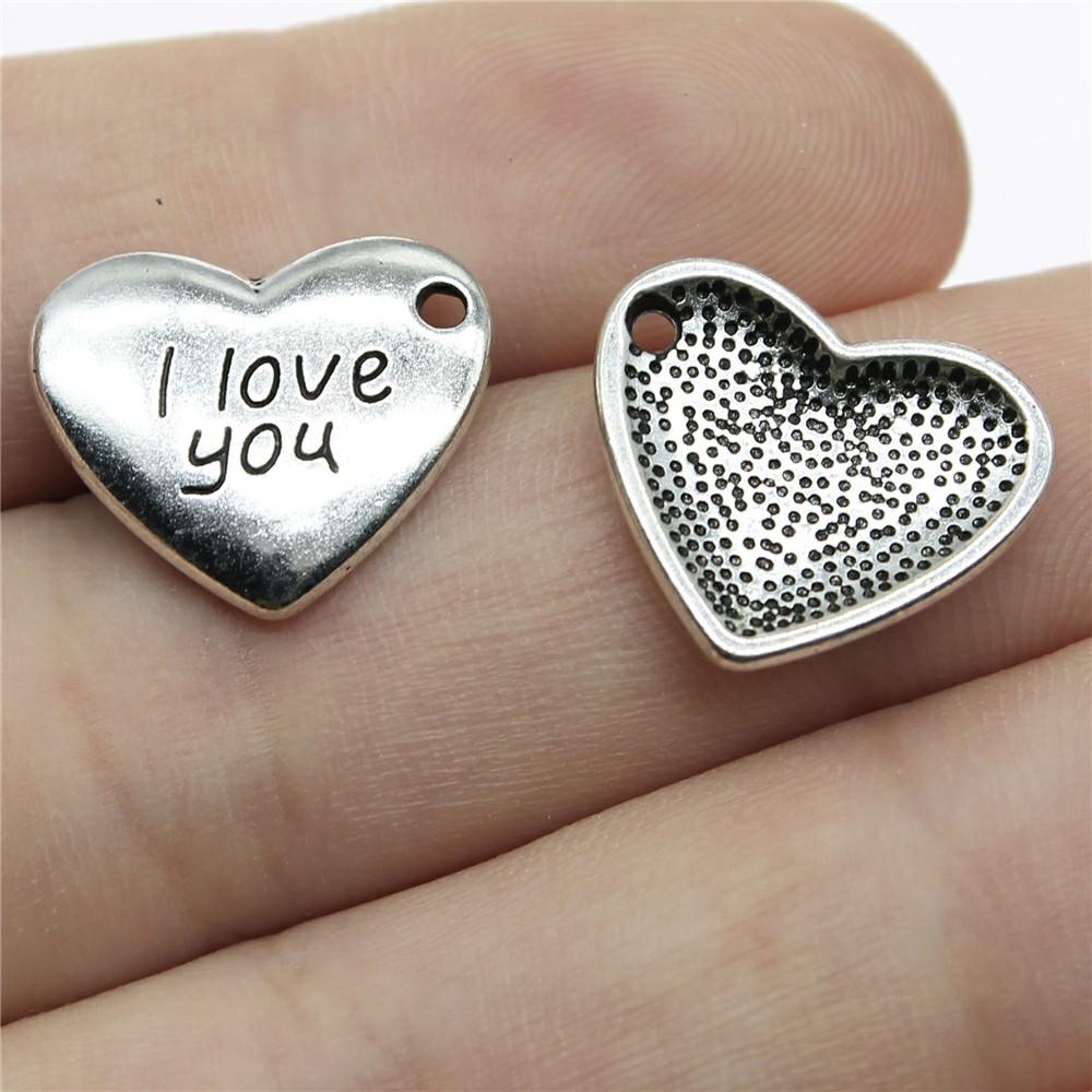 10pcs Heart Charms For Jewelry Making Antique Bronze Silver Color Pendants DIY Crafts Making Findings Handmade Tibetan Jewelry