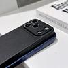 Large Window Vegan Leather Instantly Turn 17 Phone Case For iPhone 17 Air 16 15 14 Plus 13 Pro Max Solid Color Shockproof Cover