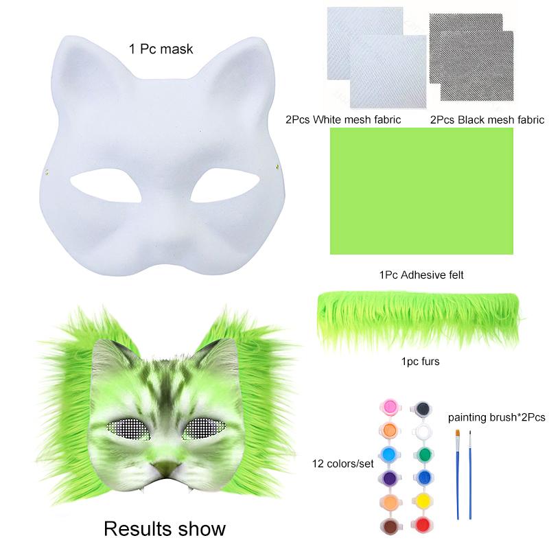 1Set Semi Finished Mask Fox Cat Mask DIY Mask Set Festival Supplies DIY Materials Bag Cosplay