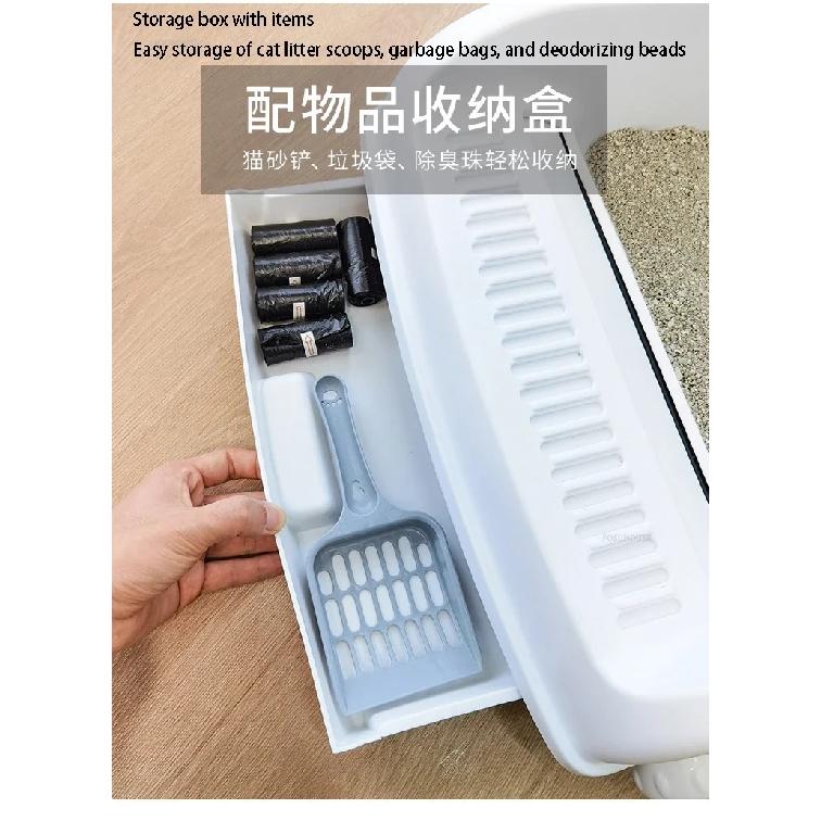 Semi-automatic Cat Litter Box Drawer Type Splash-proof Enclosed Tray Deodorizing Training Sandbox Pets Supplies Auto Cleaning
