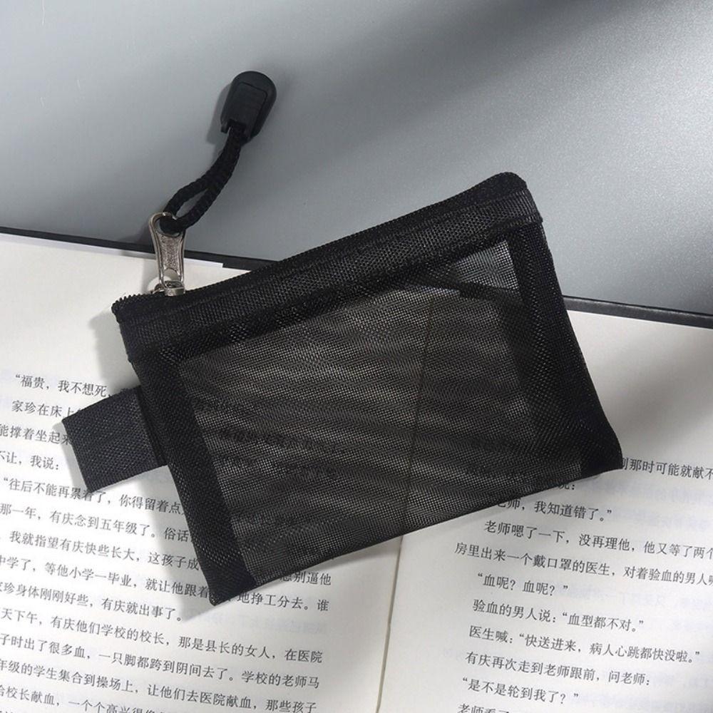 

Cosmetic Bag Mesh Zipper Bag Change Storage Bag Mini Coin Purse Transparent Nylon Coin Bags Travel чёрный