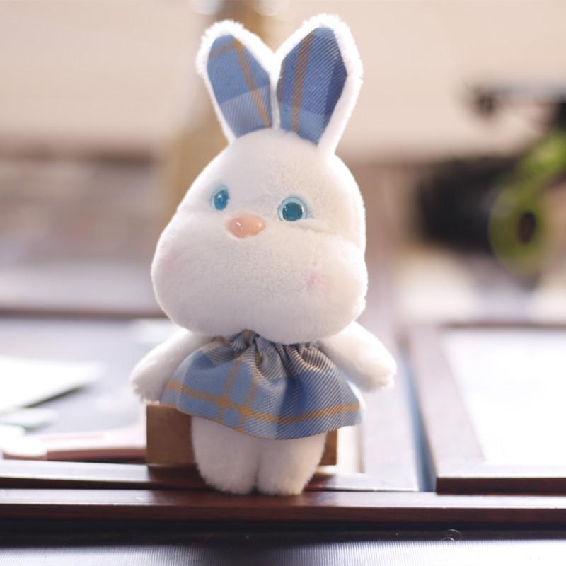 Adorable Small Bunny Plush Toy Cute Rabbit Doll Bag Charm Keychain Accessory Soft Fluffy