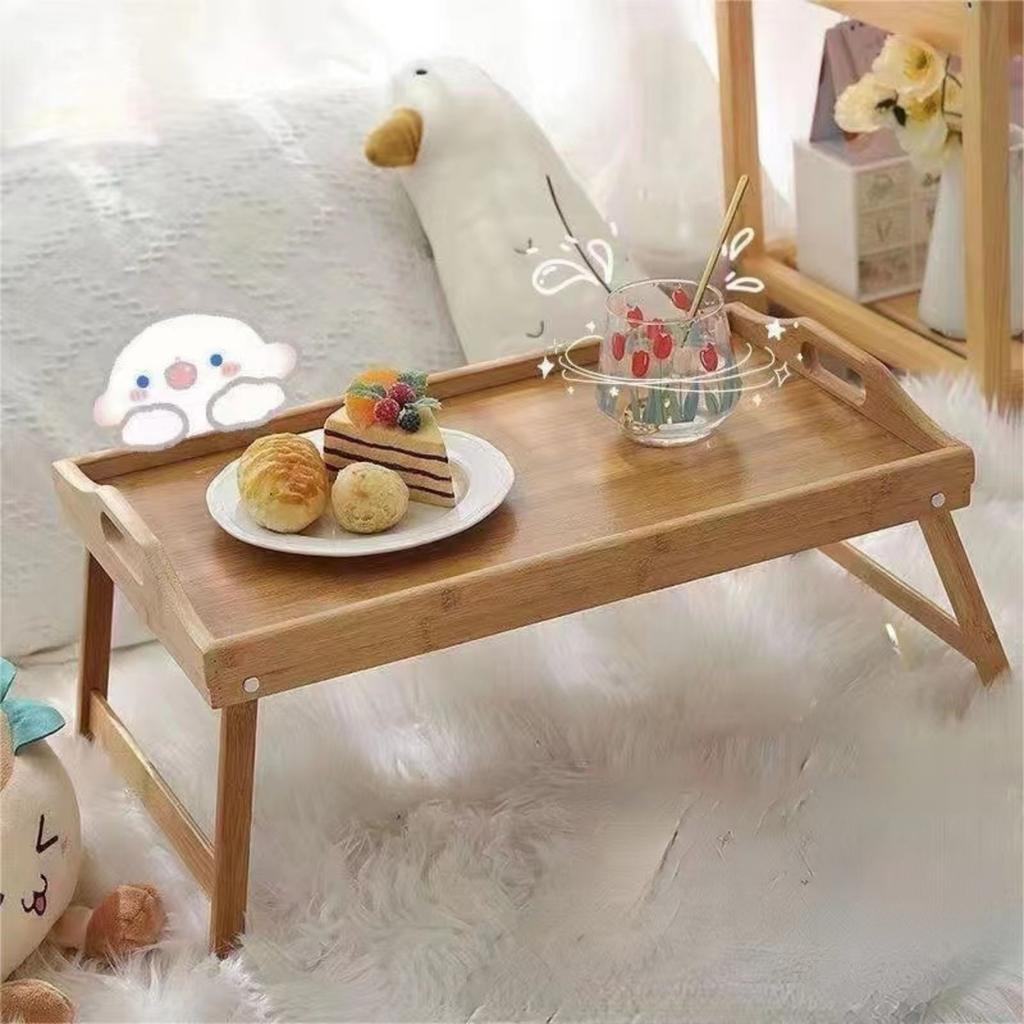 Bed Tray Table, Bed Trays For Eating With Foldable Legs, Handle, Protruding Baffle Bed Trays For Eating And Laptops For Bedroom