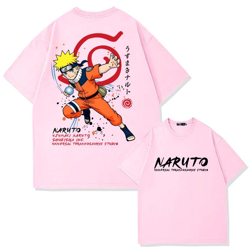 New Childrens Tshirt Japanese Anime Naruto Pure Cotton Doublesided Printed Parentchild Outfit Summer Casual Loose Tshirt