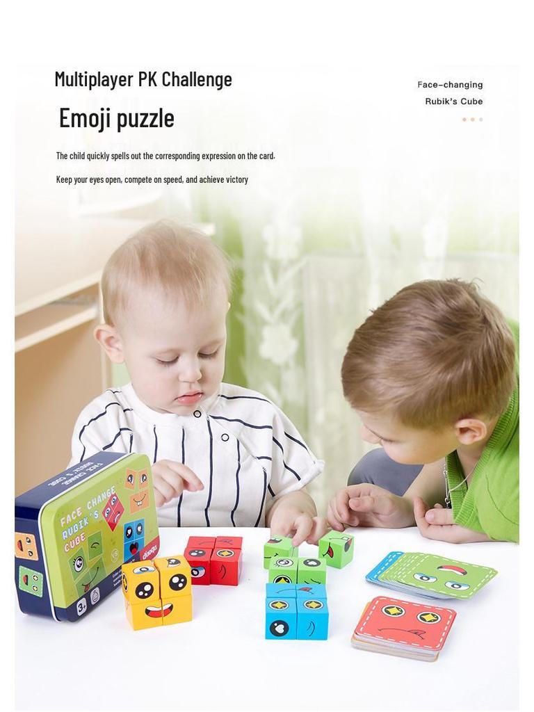 Cross-border Face-Changing Magic Cube Building Puzzle Game for Kids - Fun & Educational with Bell Battle Challenge
