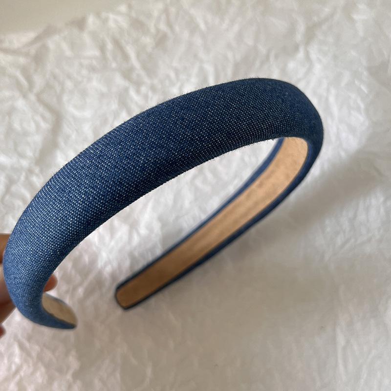 1.5/2/3cm Minimalist Women Girls Denim Sponge Padded Headbands for Ladies Daily Shopping Dress Up Head Hoop Accessories