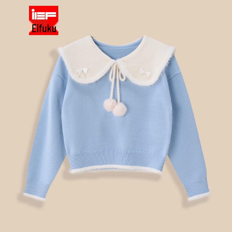 

IEF Милый трикотажный топ с кукольным воротником в корейском стиле One Size