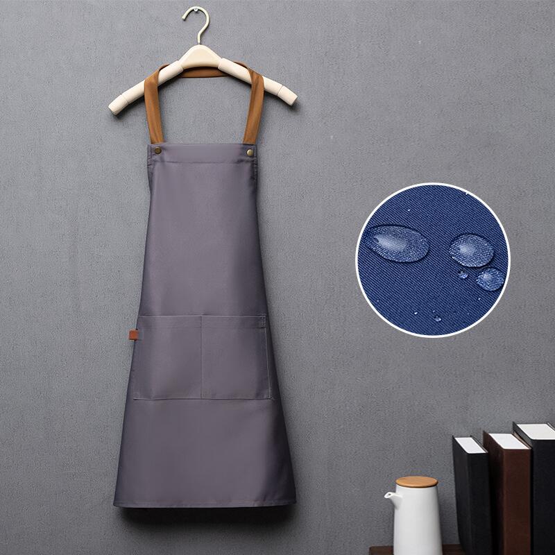 Customized Embroidery Print Logo Signature Waterproof Kitchen Home Chef Baking Clothes With Pockets Adult Bib Waist Bag Aprons