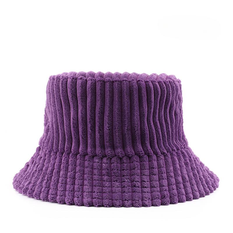 

Женская осенне-зимняя однотонная ретро вельветовая панама, шляпа-ведро для активного отдыха, путешествий, теплая и защищающая от холода фиолетовый