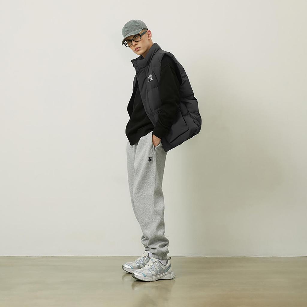 MLB Basic Series New York Mets 24FW Casual Loose Fit Cuffed Fleece Knit Sweatpants Unisex bottoms Light-Gray 3APTB0646-09MGS