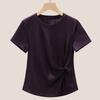 Kink Irregular T-shirt Women's Summer Temperament Is Thin and Chic Round Neck Short-sleeved Top