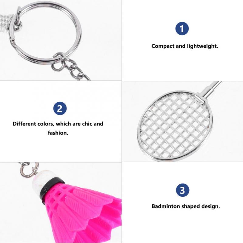 6-Piece Set Badminton Charms Keychains Colorful Sports Accessories Gift