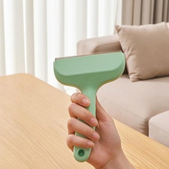 Curved Head Pet Comb Dense Teeth Deshedding Brush with Non-Slip Handle Gentle Pet Grooming Brush for All Coat Types Dogs Cats