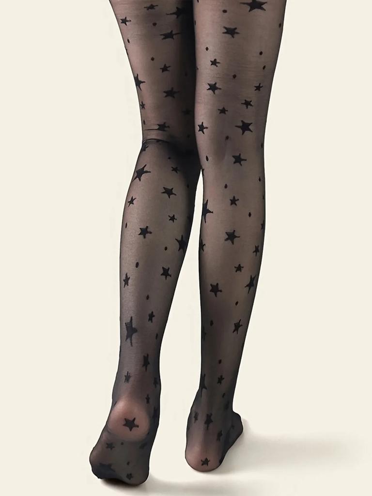1 Pair Thin Silk Stockings Polka Dot Star Jacquard Pantyhose Sexy Anti-hook Silk Female Socks