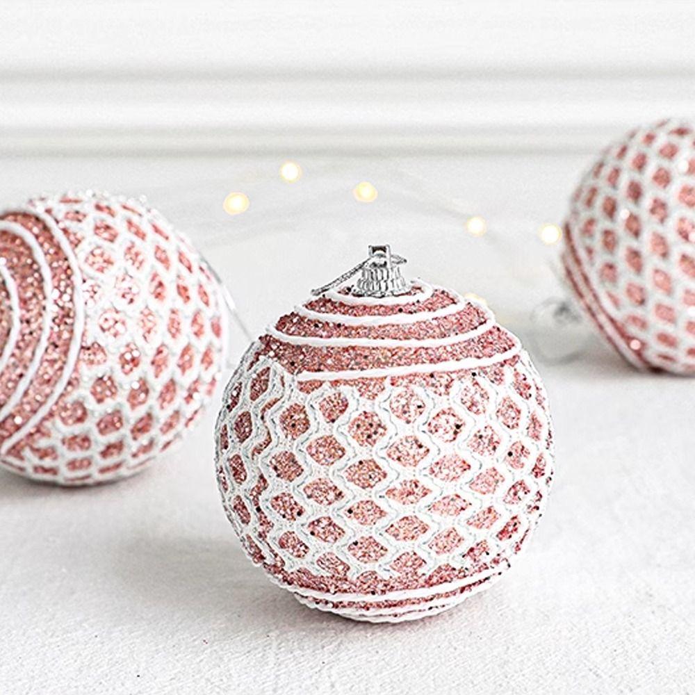 3pcs 8cm Foam Christmas Balls Pendants Sequin Shatterproof Xmas Tree Pendants Elegant Reusable Christmas Hanging Balls