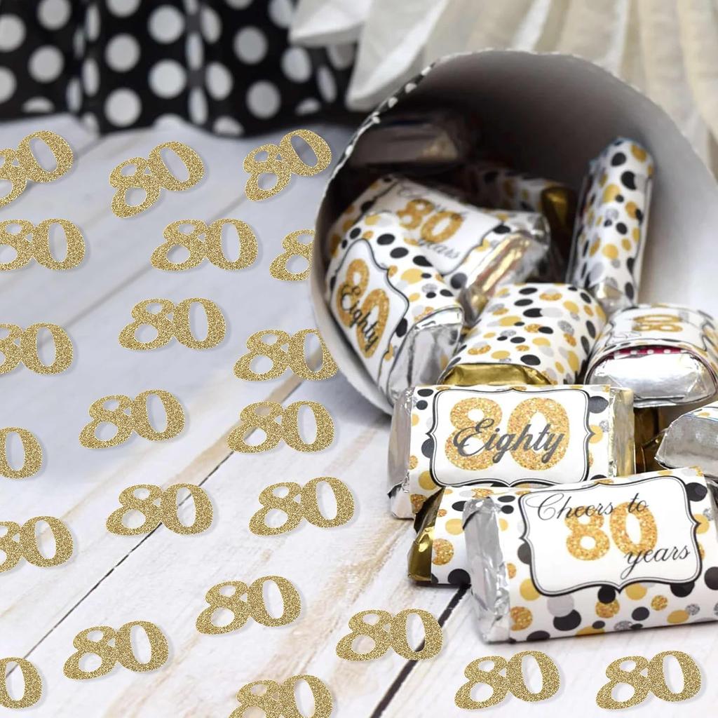 180PCS 80th Birthday Confetti Gold Glitter - 80th party supplies,80th Birthday Party Decorations,80th Birthday confetti,Adult Party Glitter 80th