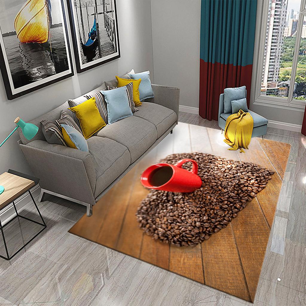 3D Print Coffee Breakfast Theme Carpet Creative Carpet Rug Living Room Bedroom Decor Kitchen Bathroom Non Slip Floor Mat Gifts