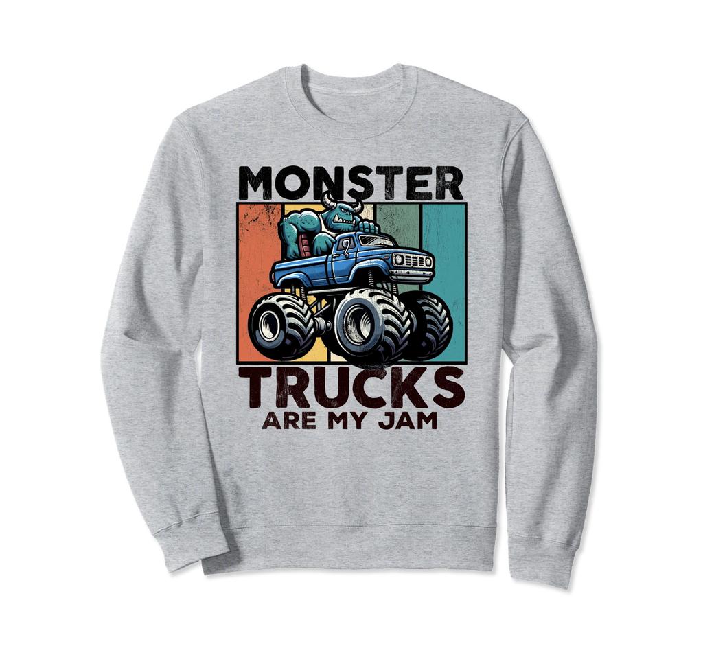 Monster Trucks Are My Jam Vintage 70s Monster Driving Truck Sweatshirt
