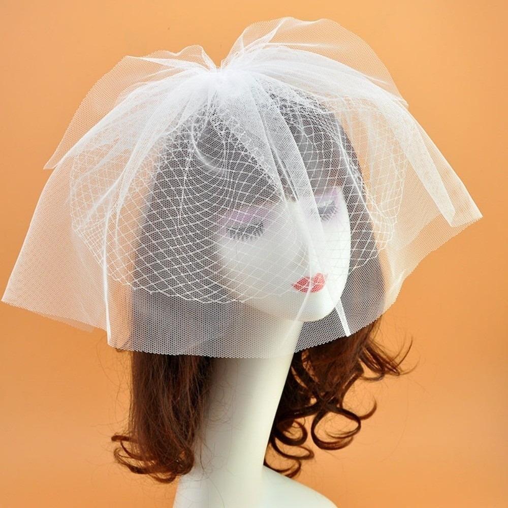 White Color Birdcage Veil Double Layer Wedding Hair Accessory Face Veil Headpiece  Wedding Ceremony