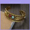 Style Oval Turquoise Bracelet With Vintage Two Tone Leaf Design For Women