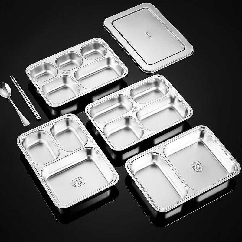 HUIHUADU 201 Stainless Steel 5-Compartment Lunch Tray